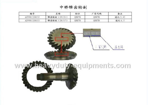 চীন 330×320 mm Construction Equipment Spare Parts Rear Pinion Gear AZ9981320157 / 58 সরবরাহকারী